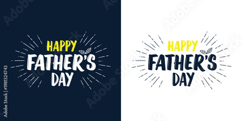 Festive father's day typography with sparkling elements and contrasting backgrounds
