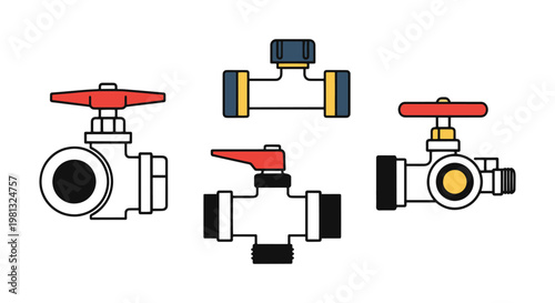 Gas manifold valve Line art minimal abstract vector