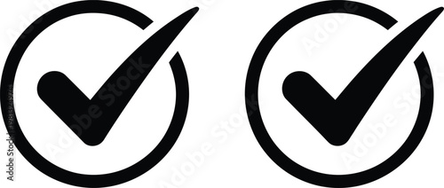 Check mark icon in circle, vector illustration