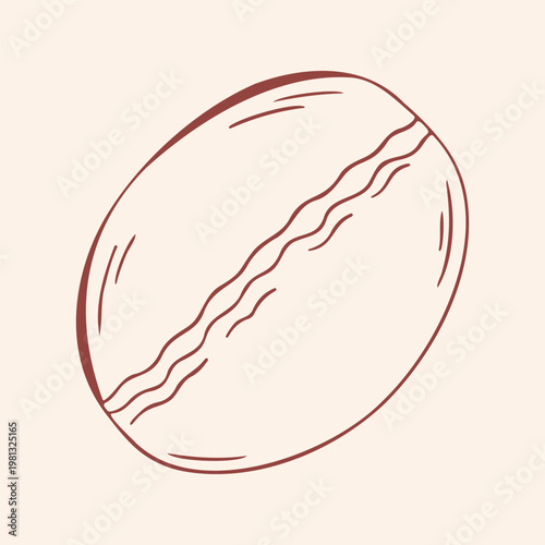 Artisan bread loaf with wavy crust scores, brown outline doodle flat retro style. Minimalist hand drawn vector for bakery logo or cafe menu design, isolated on beige background.