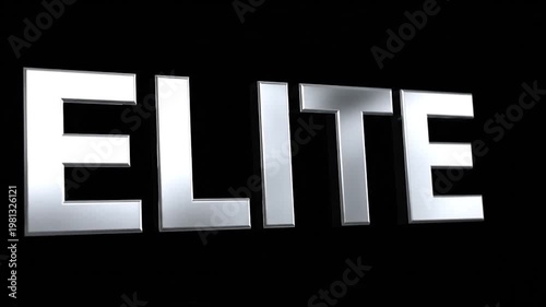 3D metallic elite logo text on black background with dramatic lighting