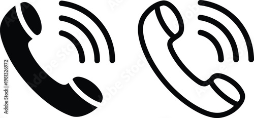 Phone call icon set, telephone symbol, vector illustration