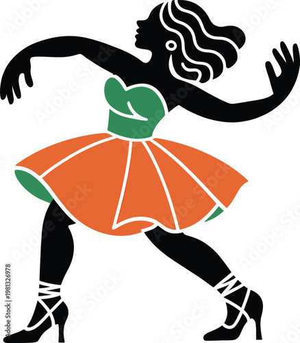 Silhouette of a dancing woman in a dress