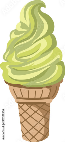 Pistachio Ice Cream in Waffle Cone