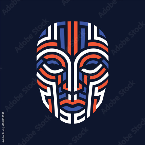 Wireframe Face Mask Icon Vector Illustration