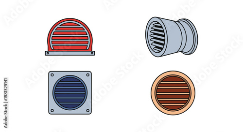 Gas vent Line art vector set clean abstract