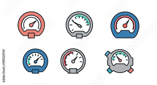 Gas pressure gauge Line art modern abstract color design