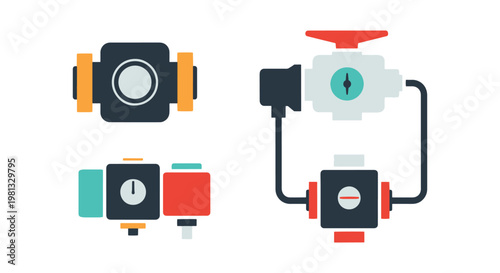 Gas pressure transmitter Line clean abstract colorful shapes vector