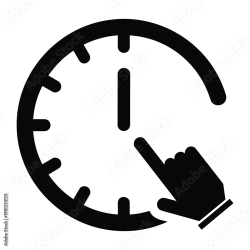 Clock face icon with hand pointing to time for history research