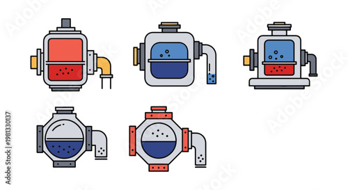 Gas reaction chamber Line art simple abstract shape vector
