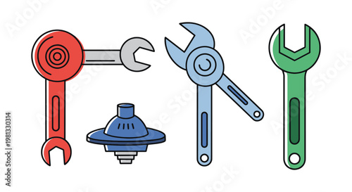 Gas regulator wrench Line art modern abstract illustration vector