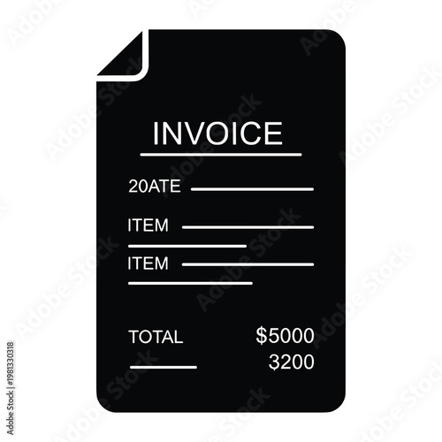 Professional invoice document icon for financial billing and accounting