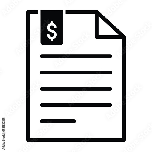 Financial document icon with dollar tag for pricing and invoice systems