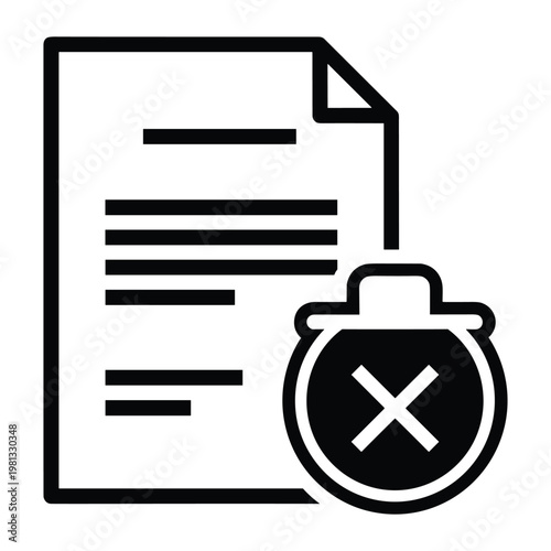 Document file icon with timer and delete mark for expiring documents