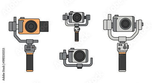 Gimbals Line art vector set modern clean illustration