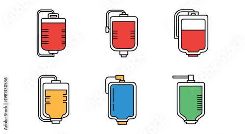 Gas sampling bag Line art simple shapes illustration