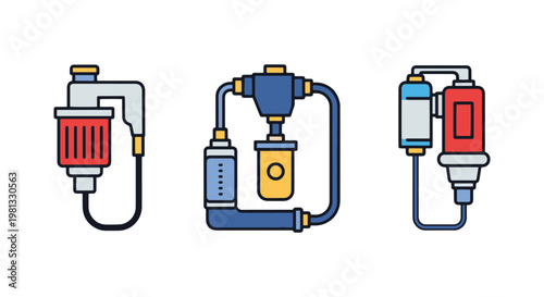 Gas sampling pump Line art clean color shapes vector