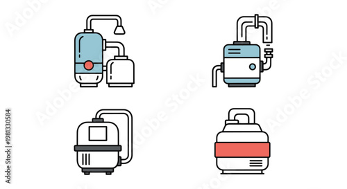 Gas scrubber Line art vector clean abstract colorful shapes