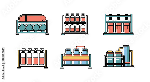 Gas storage rack Line art modern abstract clean vector