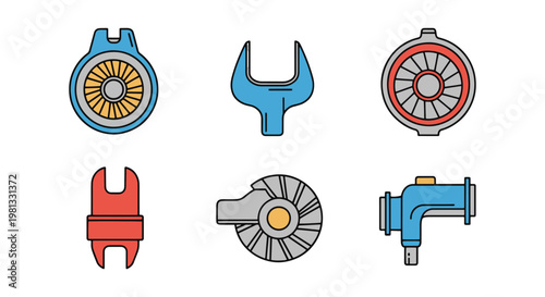 Gas turbine tool Line art minimal abstract decorative vector