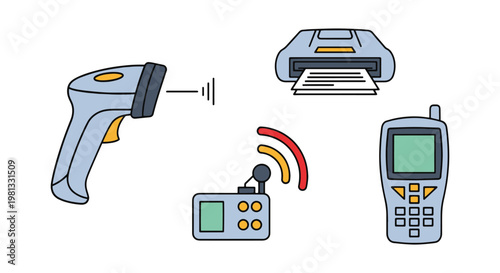 Handheld Scanners Line art simple shapes vector