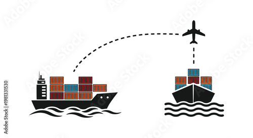 Global Shipping Line art minimal modern abstract vector