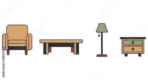 Handmade Furniture Line art clean abstract graphic vector