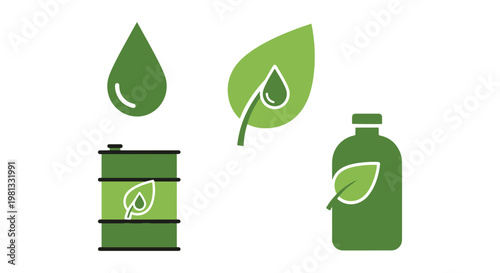 Green oil Line art vector set abstract clean design