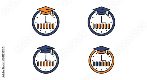 Graduation countdown clock simple minimal abstract vector