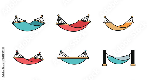 Hammock Line art vector set modern abstract pattern