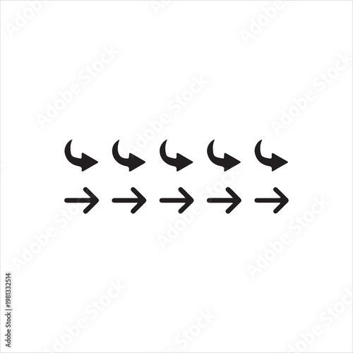 Arrow set icon. Black symbols. Arrow isolated vector graphic elements..