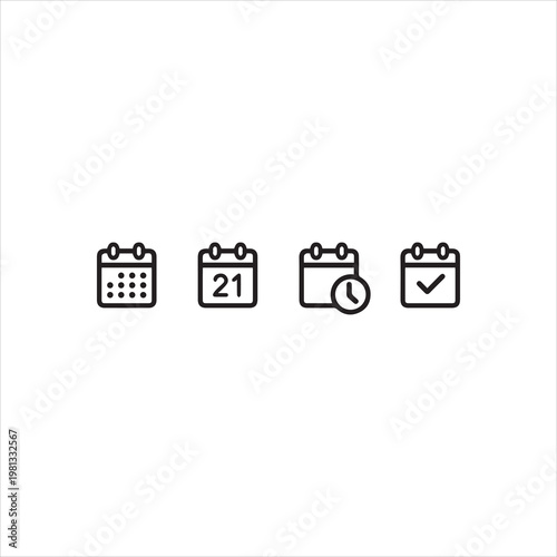 Calendar Icon collection. Set of calendar symbols. Meeting Deadlines icon. Time management .Appointment schedule flat icon icon.