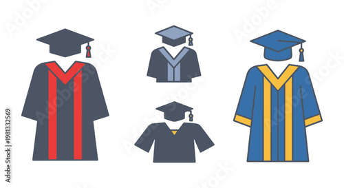 Graduation gown Line art simple abstract vector