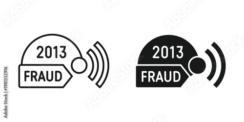 Warning symbols for fraud alerts from the year 2013 with wifi icons