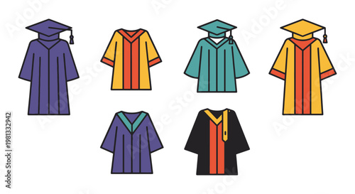 Graduation gown Line art modern abstract color vector