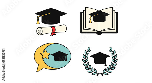 Graduation scrapbook kit Line creative abstract shape illustration