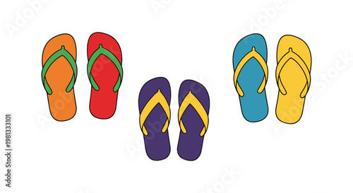 Graphic Flip Flops Line art clean minimal abstract vector