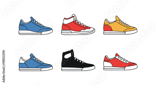 Graphic Sneakers Line art abstract color pattern vector