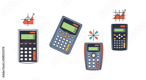 Graphing calculator Line art modern abstract creative illustration