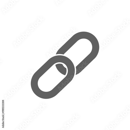 Gray metal chain link icon symbol.
