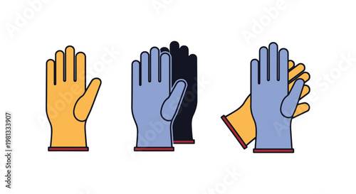 Gloves Nitrile Line art vector simple colorful shapes illustration