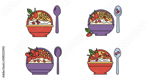 Goji Berry Bowl Line art abstract clean creative illustration