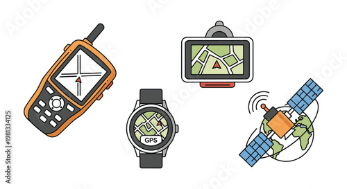 GPS Devices Line art vector creative clean shapes