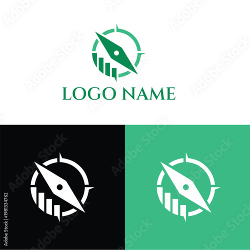 A graphic designer creates a modern logo with a pen nib and circular arrow