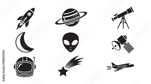 Space Exploration Vector Icons Set 