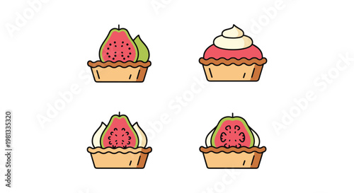 Guava Tart Line art vector modern abstract decorative illustration