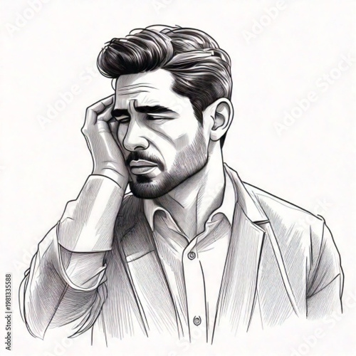 Man with hand on forehead looking stressed and worried.
