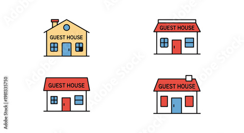 Guest House Line art vector abstract modern shape illustration