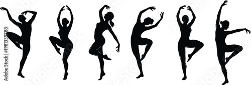Dynamic silhouette series a dancer's fluid movement through multiple poses