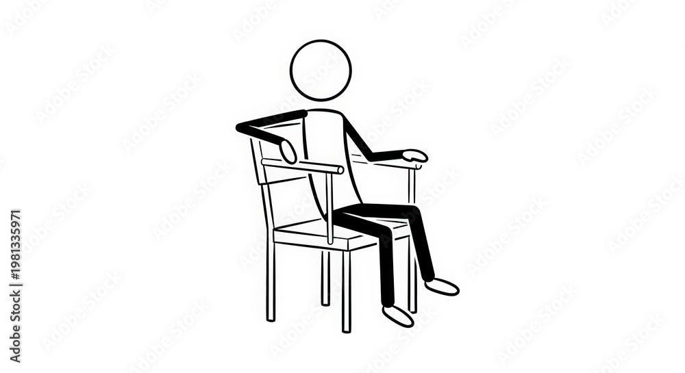 Fototapeta premium Stickman Sitting in Armchair Isolated on White Background
